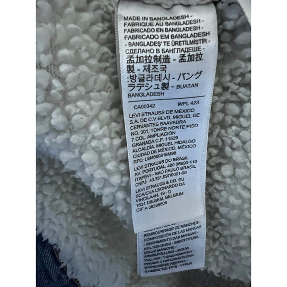 Levis Relaxed Denim Sherpa Lined Snap Mens Trucker Jacket Medium Flap Pockets - Picture 10 of 10